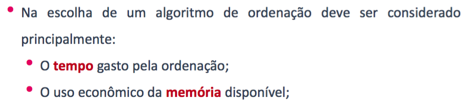 Fatores na escolha de uma algoritmo
