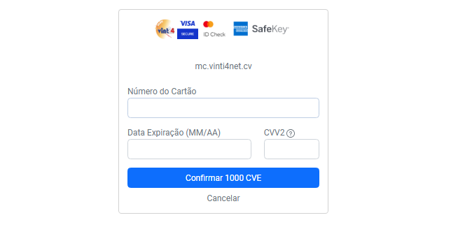 Exemplo do formulário de pagamento da Vinti4