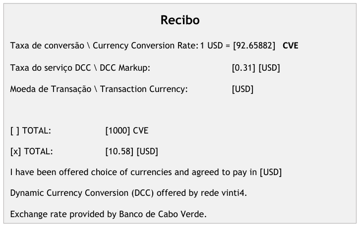 Exemplo do recibo DCC